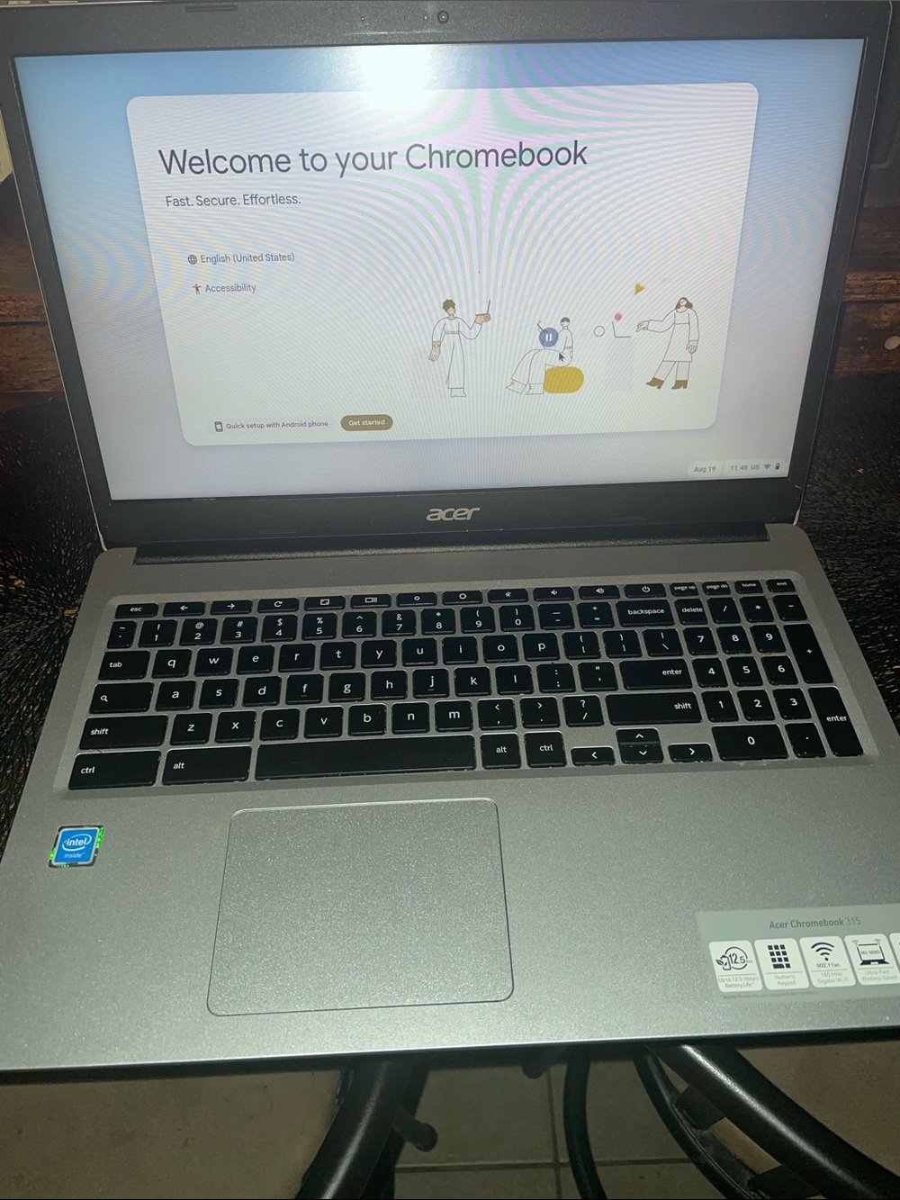 Acer Chromebook 315 Silver and Black Laptop